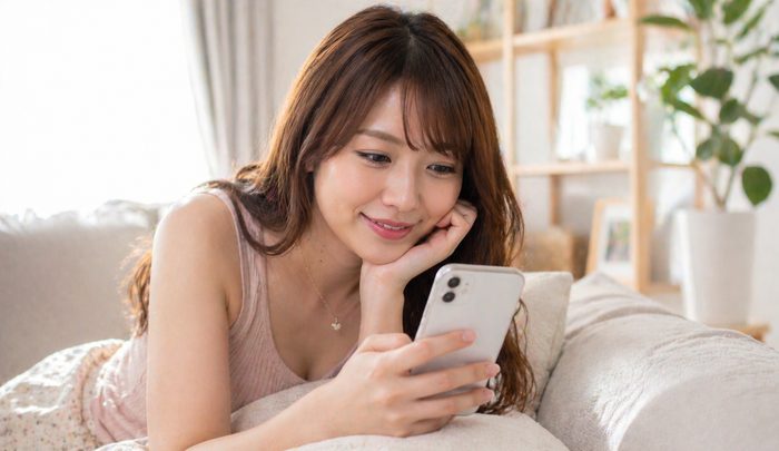 気になるお客にLINEを送るキャバ嬢