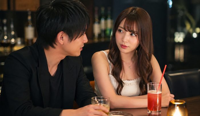 アフターでキャバ嬢を口説けるかどうか考えながら、キャバ嬢と話をしている男性