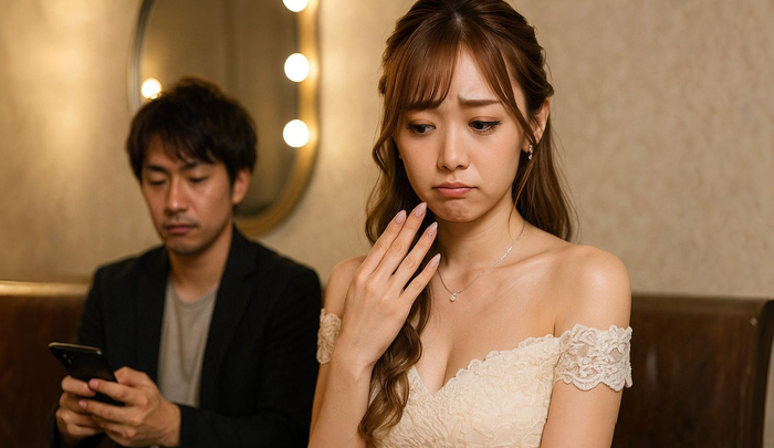 髪型とネイルを変えたのに、お客さんが全く気づいていないようで、残念がっているキャバ嬢