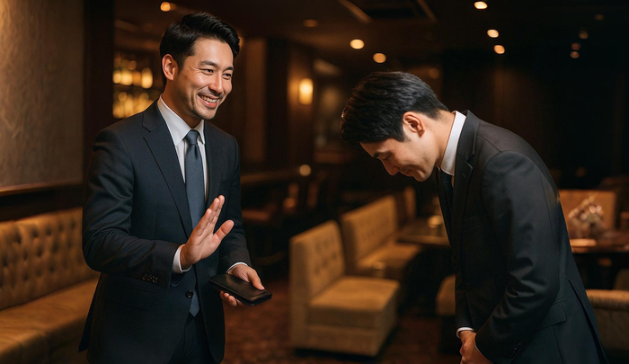 ボーイにも丁寧な対応をする男性客