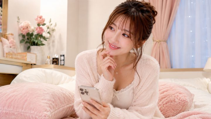 送るLINEの内容を考えているキャバ嬢