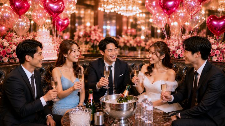 団体で来店してキャバ嬢のバースデーを祝う男性