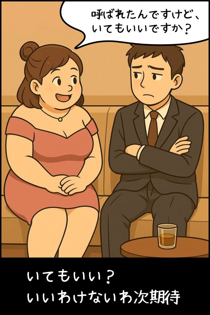 フリーでついたキャバ嬢が、呼ばれたけどこのままいてもいいですか?と男性に聞いている