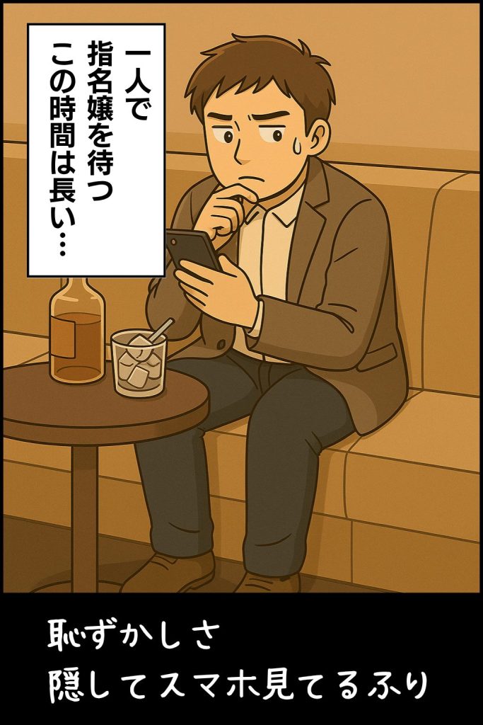 一人でキャバクラに行って、指名嬢がくるのを待っている男性