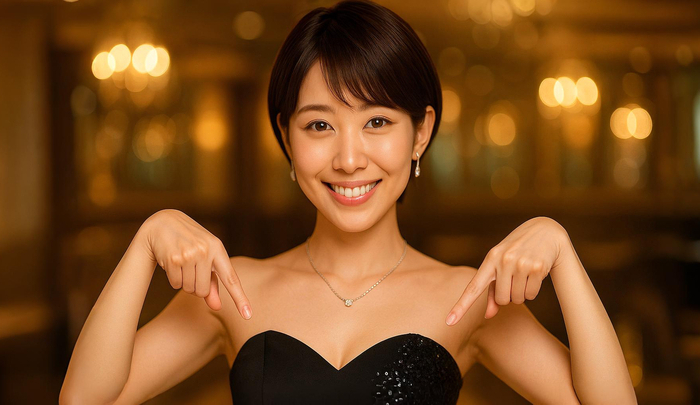 おすすめアイテムを紹介するキャバ嬢