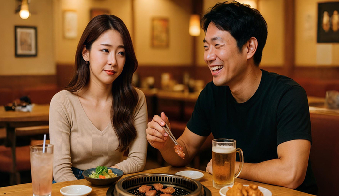 変わり映えしない焼肉同伴に少しうんざりしているキャバ嬢