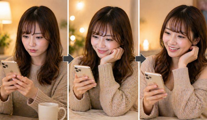lineのフェーズによって表情も変わってくるキャバ嬢