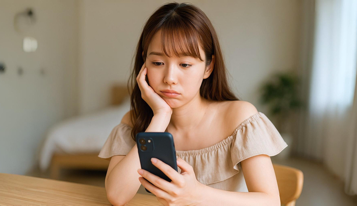 LINEをみて既読スルーするキャバ嬢