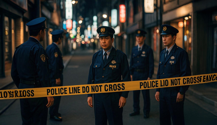 警察官が捜査している事件現場