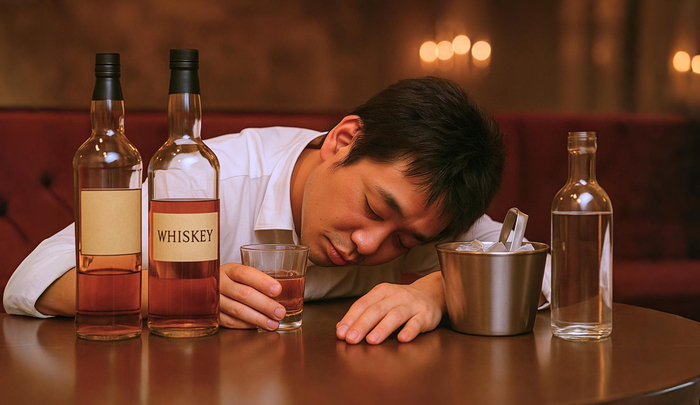 キャバクラで泥酔して寝ている男性