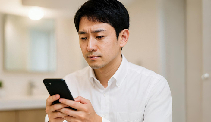 キャバ嬢とLINEしている男性