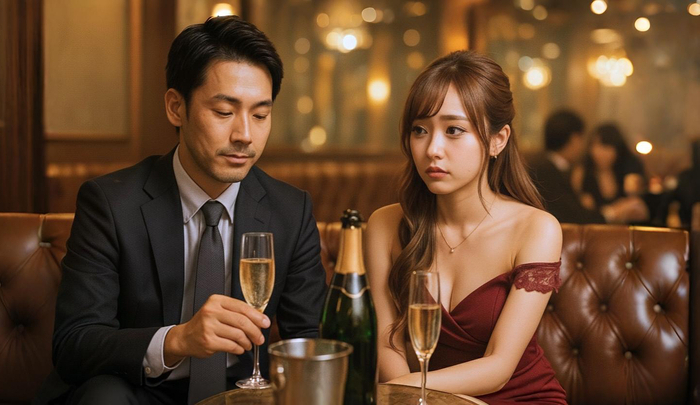 余裕のある振る舞いをする40代男性