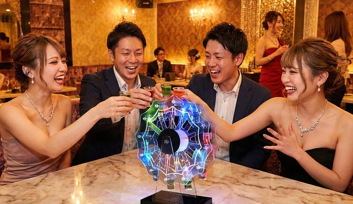 テキーラ観覧車で盛り上がる男性客とキャバ嬢