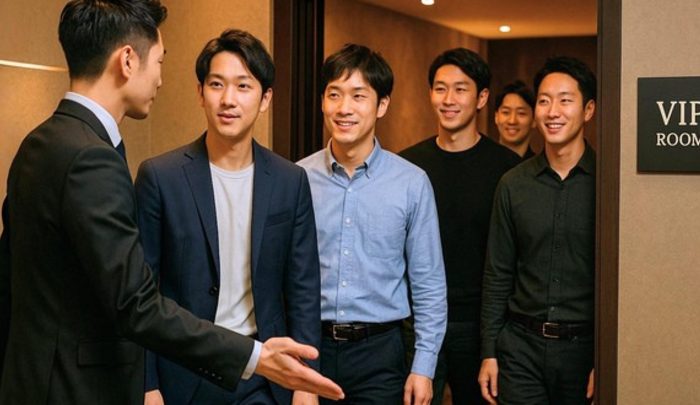 VIPルームをサービスしてもらう男性客
