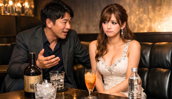 指名しているキャバ嬢を口説いている男性