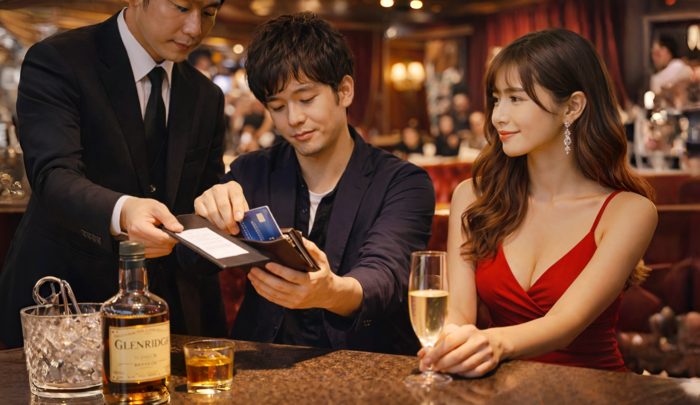 キャバクラで支払いをする男性